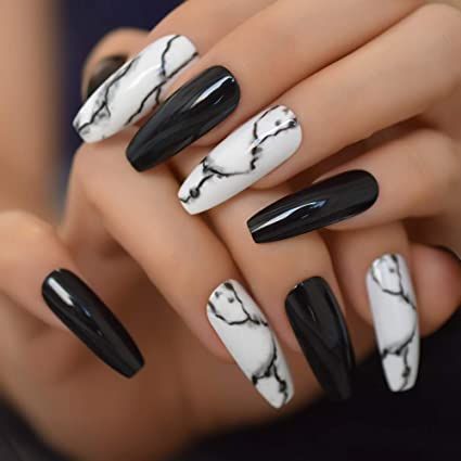 черно-белый дизайн ногтей