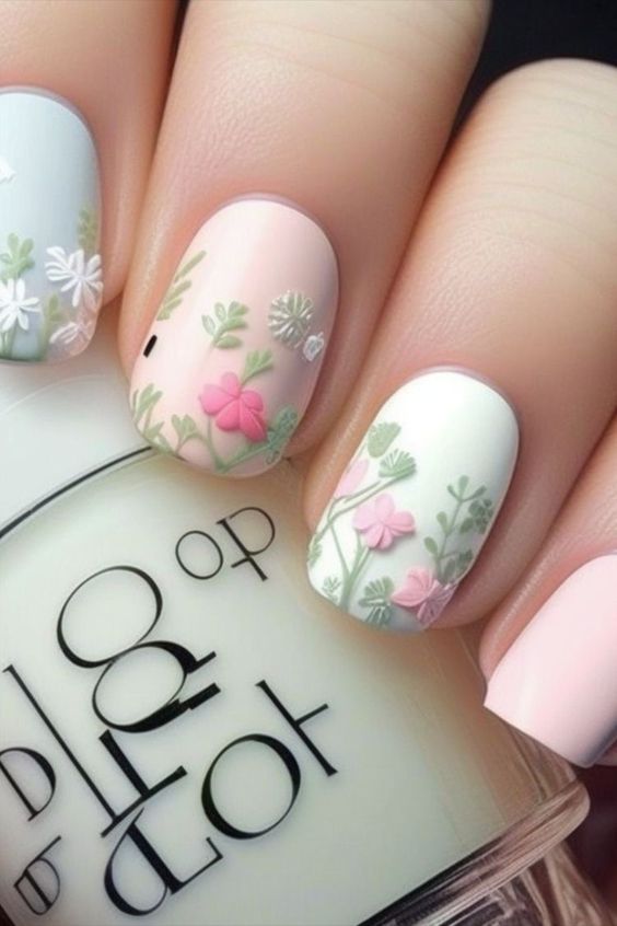 дизайн ногтей с цветами