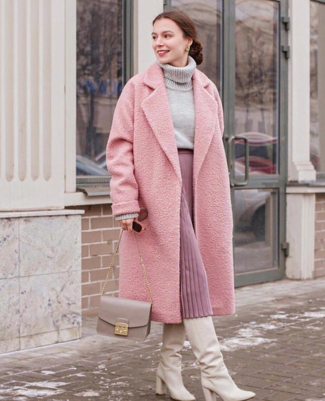 модное розовое пальто: фото трендов