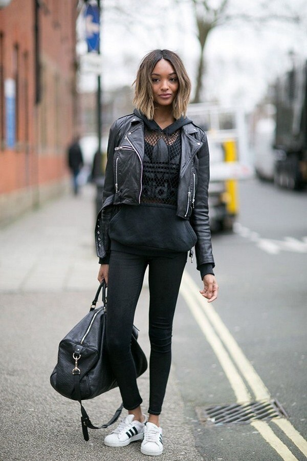 модная черная куртка косуха: фото
