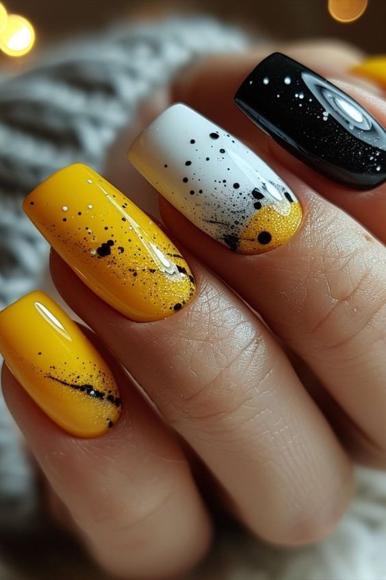 желтый дизайн ногтей