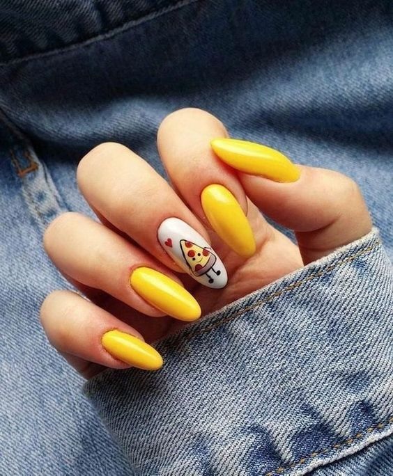 жовті нігті з дизайном