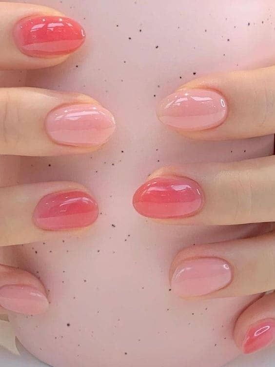 корейский розовый маникюр на короткие ногти - идеи