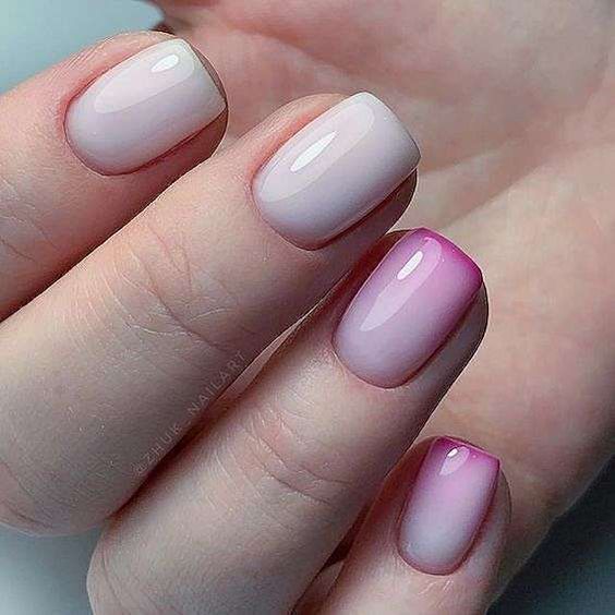 красивый розовый маникюр на короткие ногти омбре