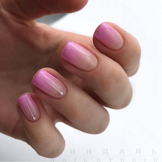 розовый маникюр на короткие ногти техника омбре
